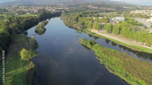 Aerial view of Roman Bridge, Ponte De Lima, Portugal