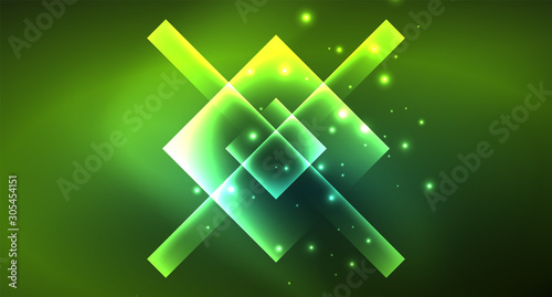 Neon geometric abstract background in hipster style on light background. Space retro design. Color geometric pattern. Square shape abstract background.