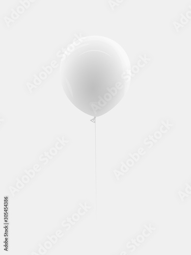 Realistic white balloon isolated on transparent background. Vector illustration.