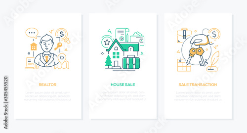 Real estate services - line design style banners set