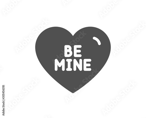 Sweet heart sign. Be mine icon. Valentine day love symbol. Classic flat style. Simple be mine icon. Vector