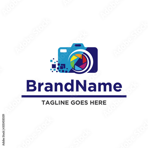 Camera logo icon vector. Simple design on white background.