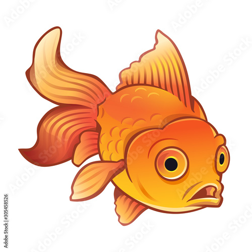 Сute goldfish. Isolated on white. Vector illustration