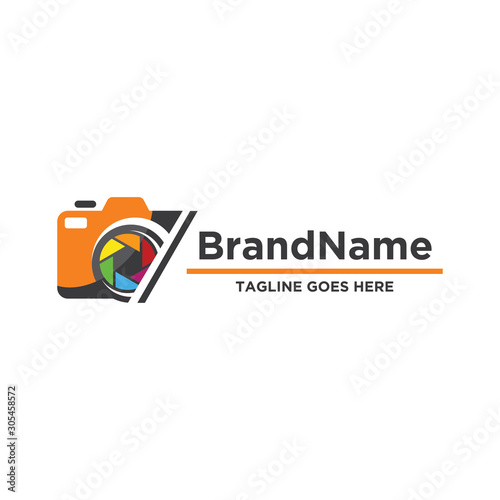 Camera logo icon vector. Simple design on white background.
