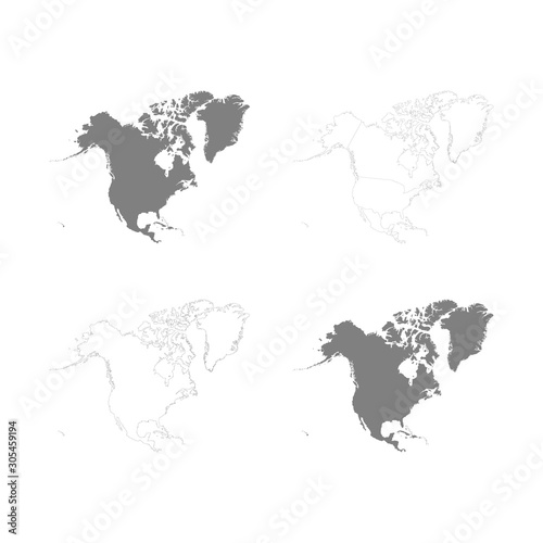vector illustration with Political Maps of North America