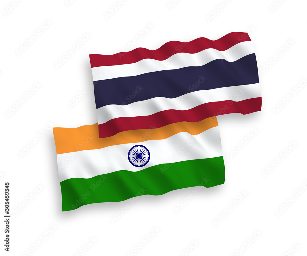Flags of India and Thailand on a white background Flags of India and Thailand on a white background