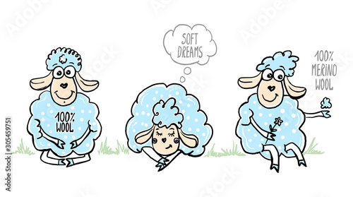 100% wool logotypes set