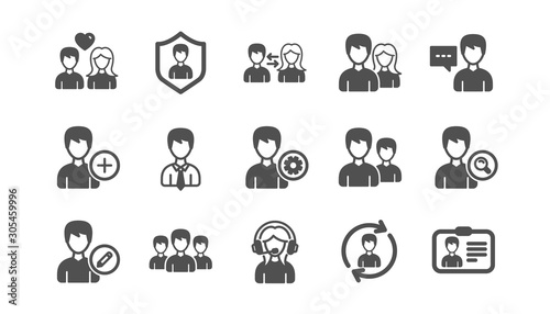 User person icons. Profile  Group and Support. People classic icon set. Quality set. Vector