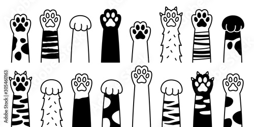 Fototapeta Cat paw vector dog paw cat breed vector doodle illustration character
