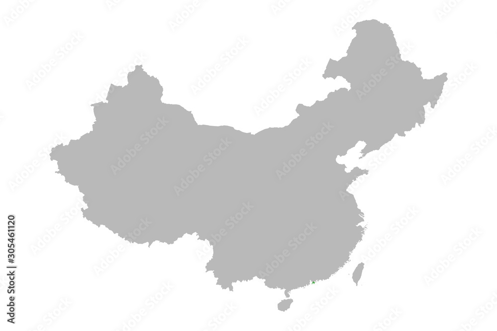 Hong kong highlighted green on china map vector