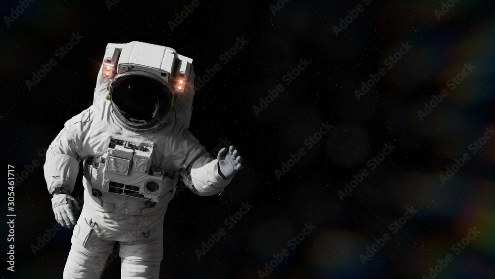 astronaut waving during spacewalk