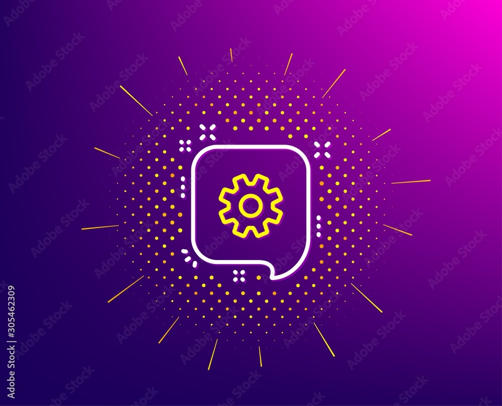 Cogwheel line icon. Halftone pattern. Technical settings sign. Gradient background. Cogwheel line icon. Yellow halftone pattern. Vector Cogwheel line icon. Halftone pattern. Technical settings sign. Gradient background. Cogwheel line icon. Yellow halftone pattern. Vector