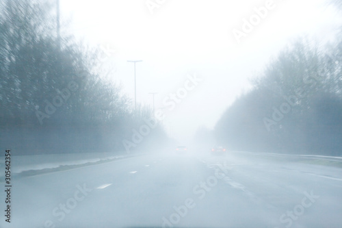 Highway in a foggy day