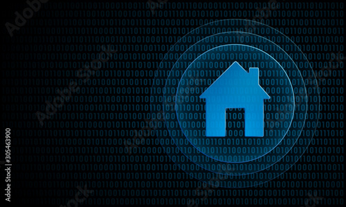Digital home with ripples ''Pulse Effect'' intelligent house technology symbol