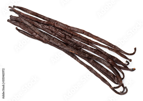Vanilla Pods Bunch Isolated On White Background