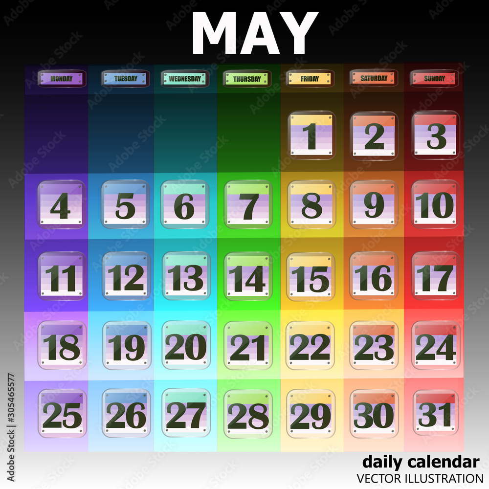 Colorful Calendar For May 2020 In English Set Of Buttons With Calendar colorful-calendar-for-may-2020-in-english-set-of-buttons-with-calendar