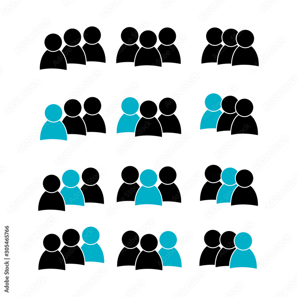 People icon. Team. One out of total. Isolated icon. Flat style. Vector People icon. Team. One out of total. Isolated icon. Flat style. Vector