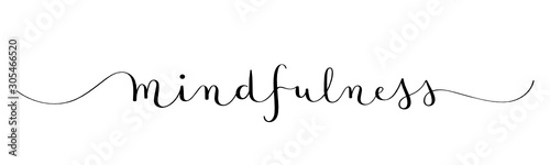 MINDFULNESS black vector brush calligraphy banner with swashes