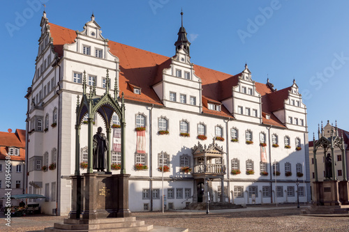 Das historische Rathaus in der Lutherstadt Wittenberg, Sachsen-Anhalt