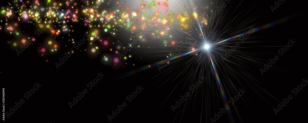Obraz premium Futuristic particle panorama background design illustration with lights