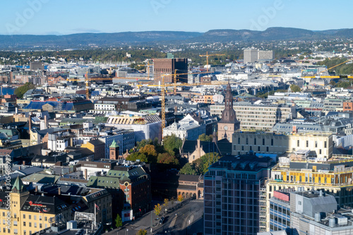Fototapeta Naklejka Na Ścianę i Meble -  Aerial View of Downtown Oslo, Norway