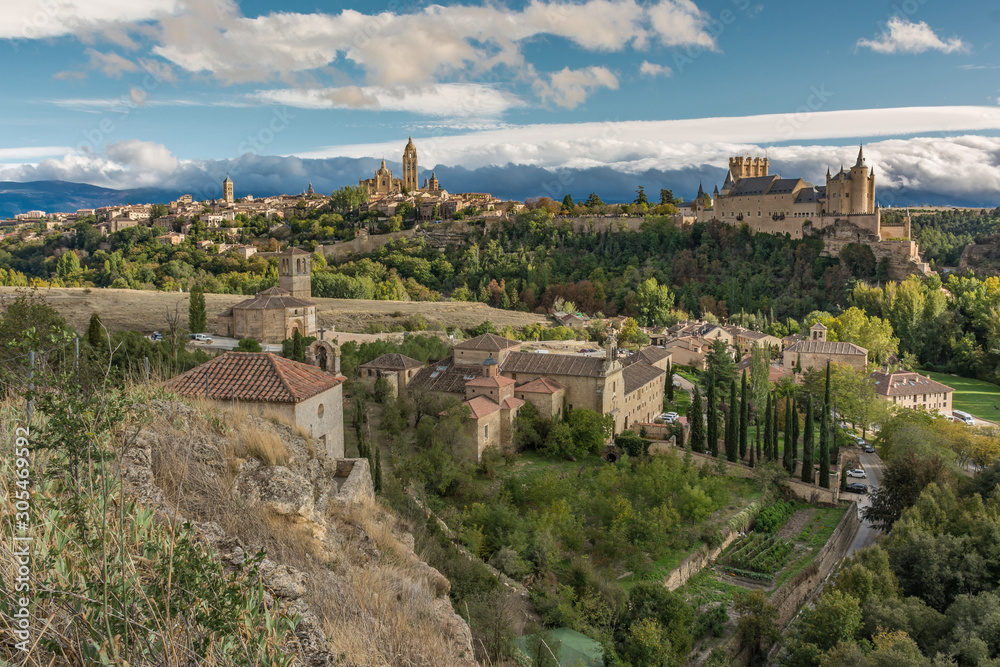 Panoramic view of the City of Segovia (Spain)