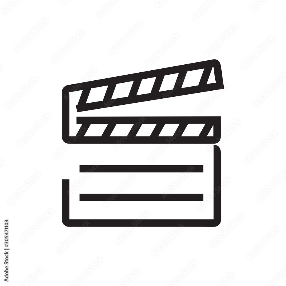 Black line Film icon isolated on white background. Video, movie, cinema concept. Vector Illustration
