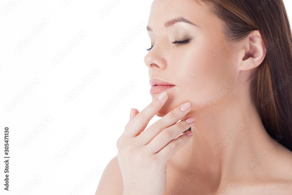 girl uses the cream and the serum. Young and beautiful woman caring for skin girl uses the cream and the serum. Young and beautiful woman caring for skin