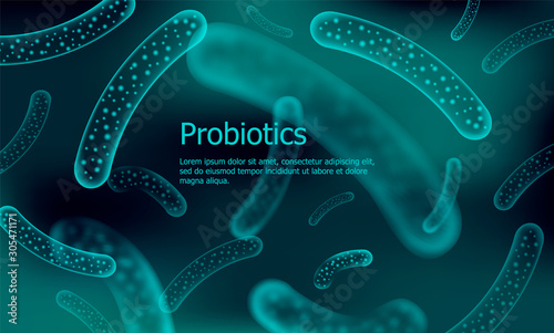 Bacteria 3D low poly render probiotics. photo