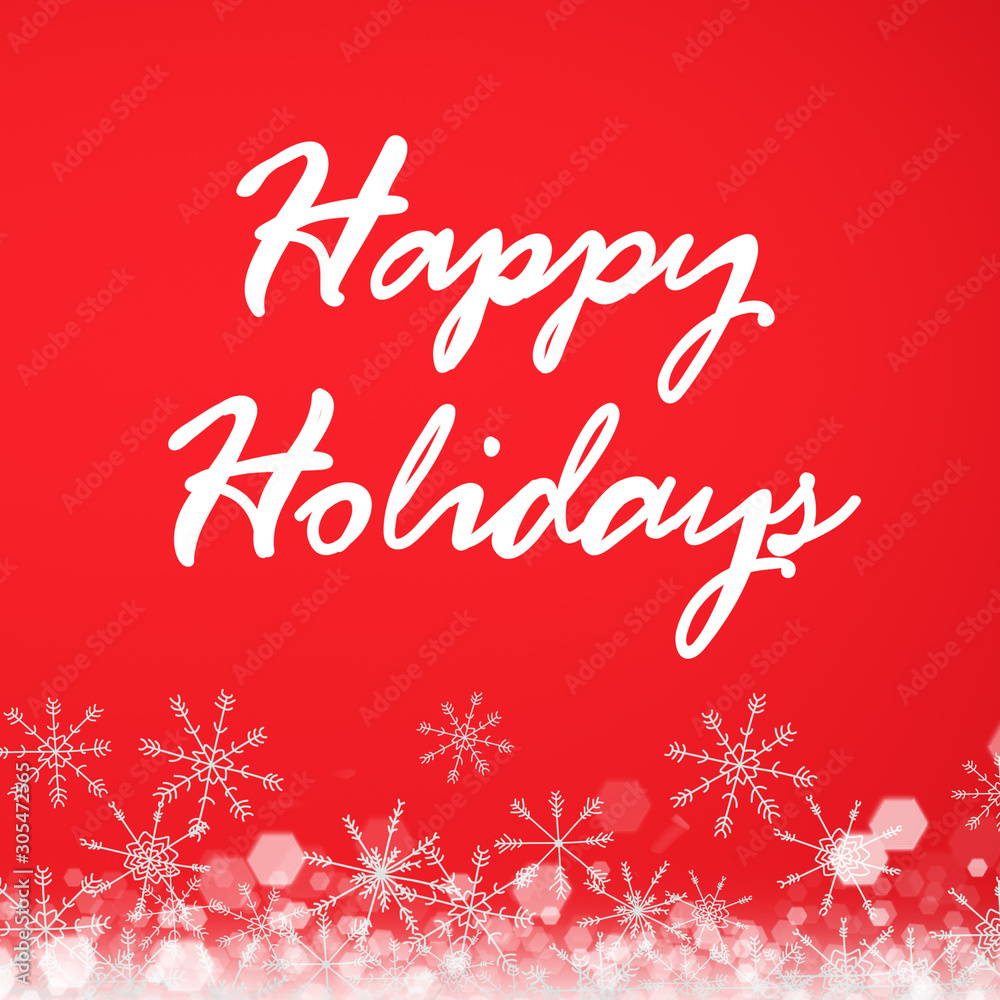 Winter greeting card with snowflakes and text Happy Holidays