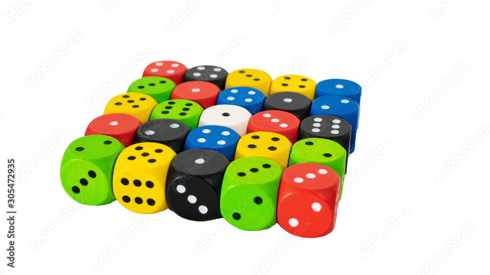 gaming dices isolated on white background, victory, chance, lucky. Top view.