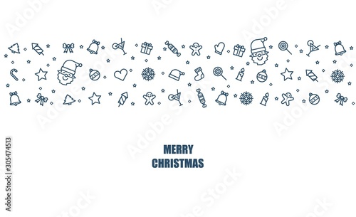 Christmas icon thin line style flat vector design background.