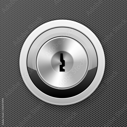 Modern keyhole - door lock icon, flat key hole, bank cell access concept photo