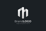 Hexagon Letter M Construction Architecture Building Logo. Flat Vector Logo Design Template Element