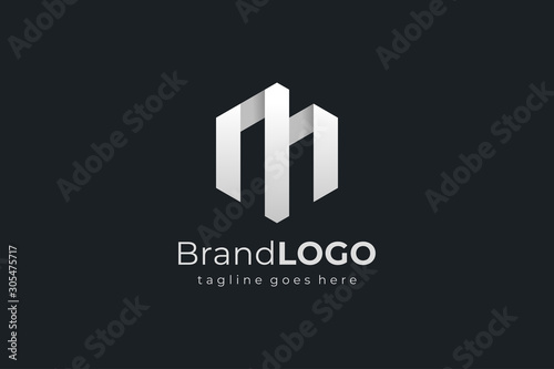 Hexagon Letter M Construction Architecture Building Logo. Flat Vector Logo Design Template Element photo
