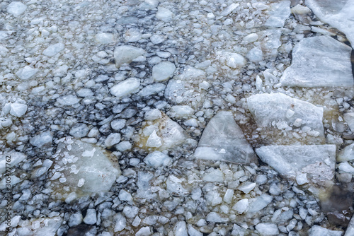 ice in the river in small pieces of ice