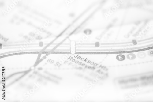 Fragment of the geographic map of town. Selective focus. Shallow depth of field