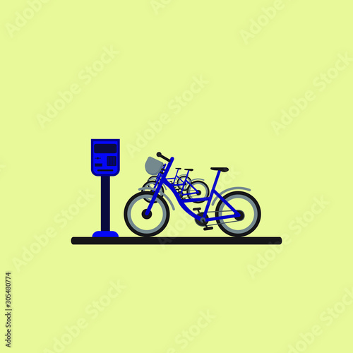 Rent a bike. Rental service. Parking automat. Active and healfy lifestyle. Urban eco-transport system.