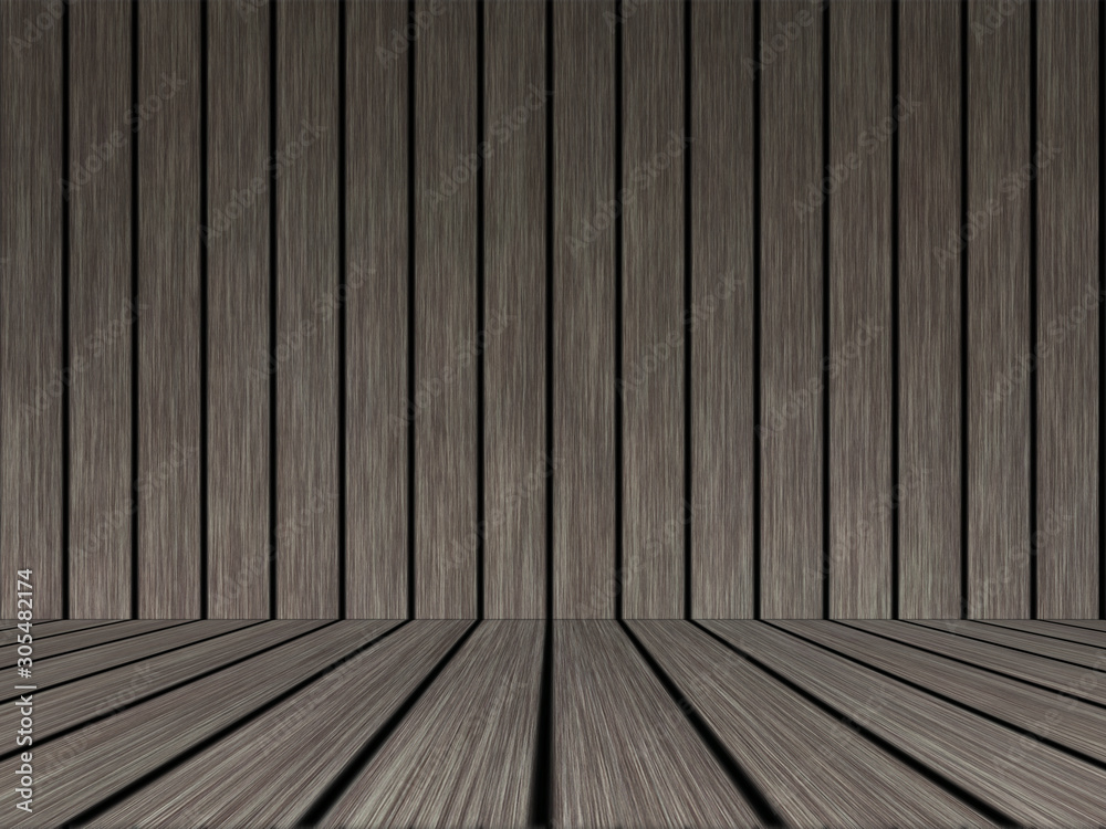 Wood texture background pattern. Dark hardwood planks surface of wooden board floor wall fence. Abstract timber decorative illustration.