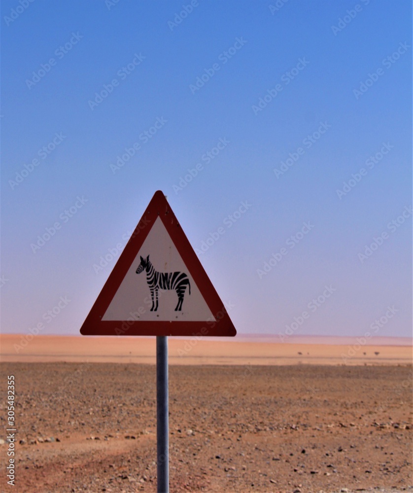Beware of Zebras - funny street signs in Namibia Africa
