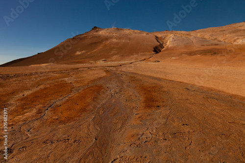 Beautiful dramatic multicolored spring landscape of Iceland like a surface of the planet Mars