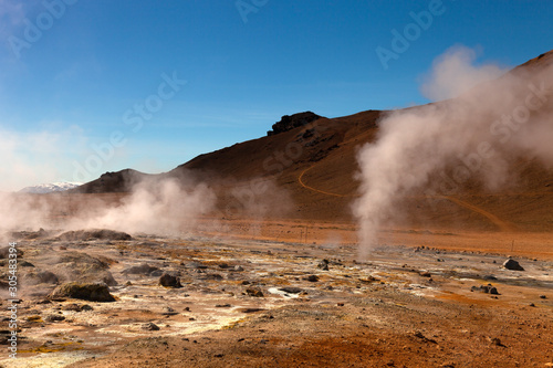 Beautiful dramatic multicolored spring landscape of Iceland like a surface of the planet Mars