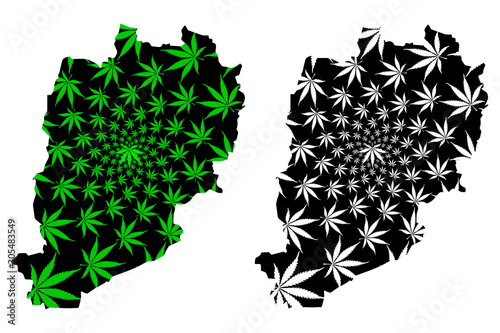 Beni Mellal-Khenifra Region (Kingdom of Morocco, Regions of Morocco) map is designed cannabis leaf green and black, Beni Mellal Khenifra map made of marijuana (marihuana,THC) foliage.... photo