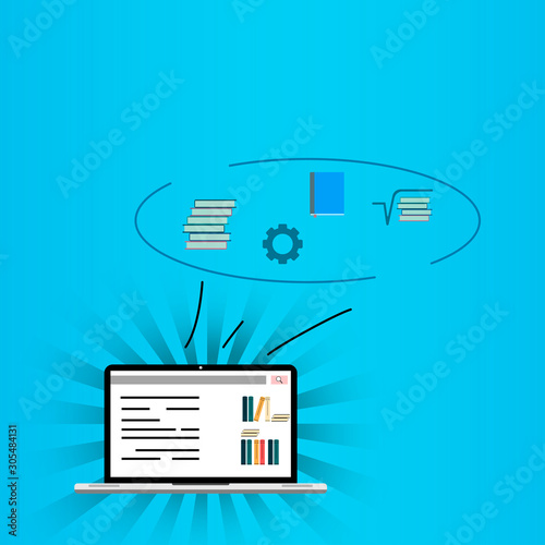 E-learning education. Flat style. Vector