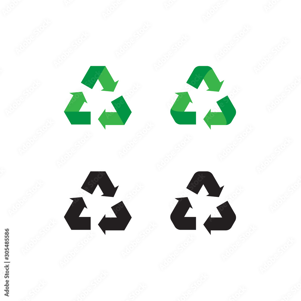 Set of four isolated vector recycle symbol Set of four isolated vector recycle symbol