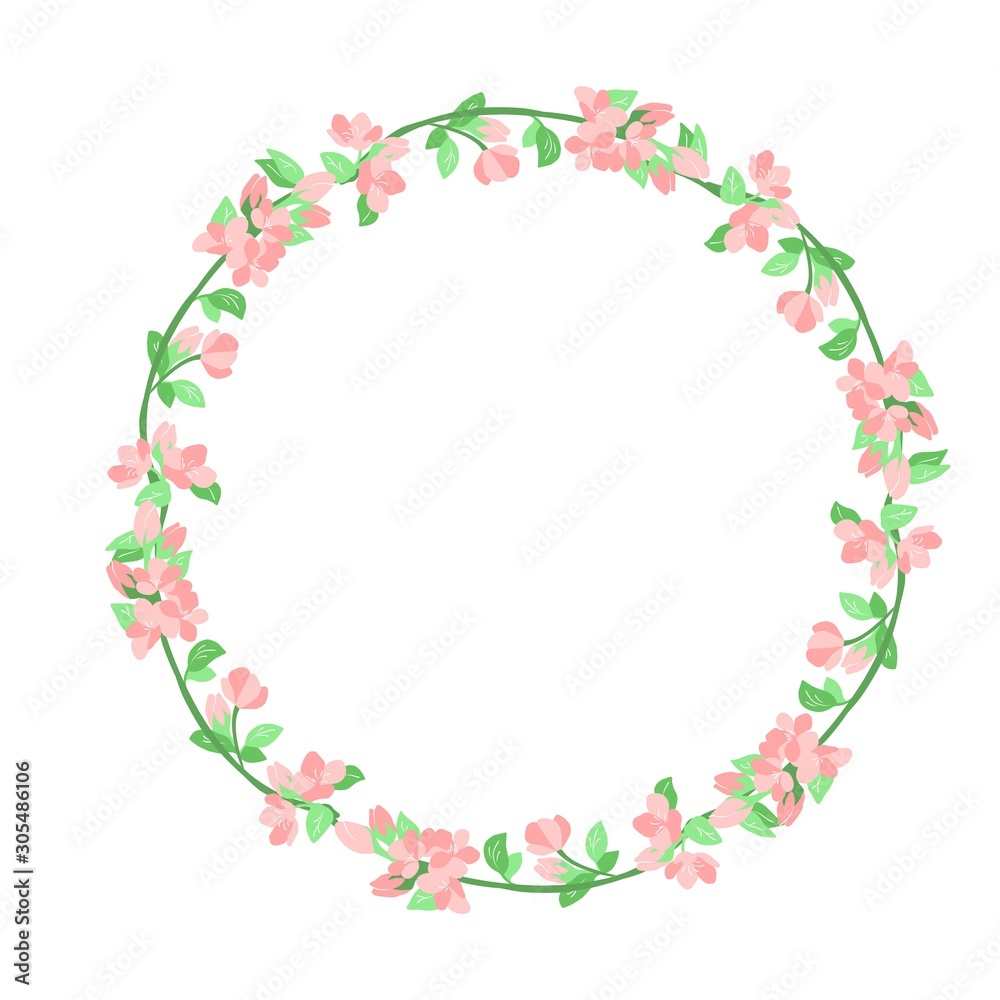  vector illustration of a frame of flowers on a white background