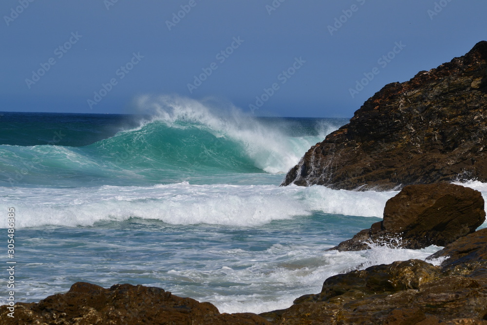 crashing waves and surf