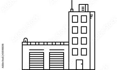 Illustration Icon Symbol of a Fire Station