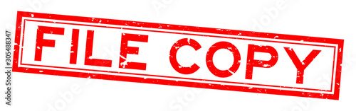 Grunge red file copy word rubber seal stamp on white background