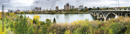 Panorama of Saskatoon, Canada cityscape by river © Harold Stiver
